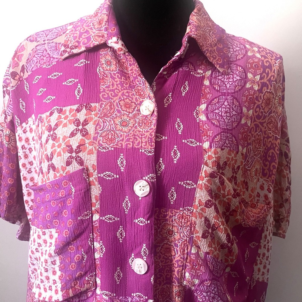 Piper & Scoot Patchwork Boho Button Front Blouse … - image 2